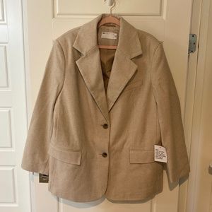 ASOS DESIGN twill grandad oversized blazer in oatmeal - NWT